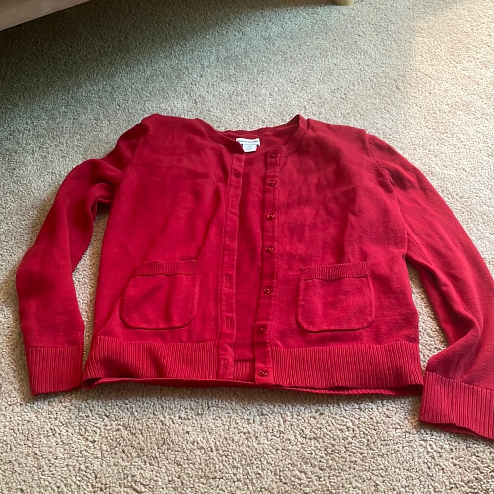 Amazon Essentials Girls Red Cardigan size 10